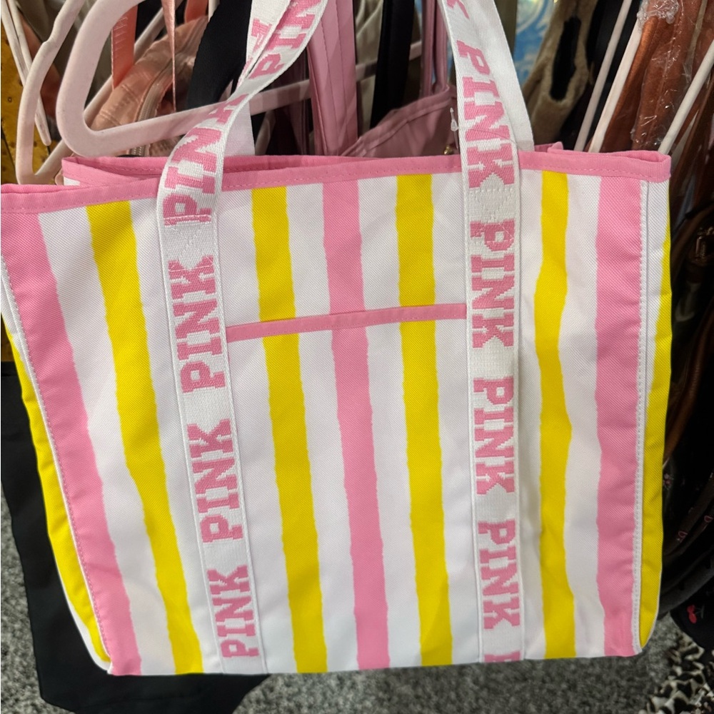 Victoria secret Pink and Yellow Striped Tote Bag